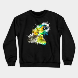 Aquarell Watercolor Splatter Budgie Macaw Cockatiel Parrot Family Crewneck Sweatshirt